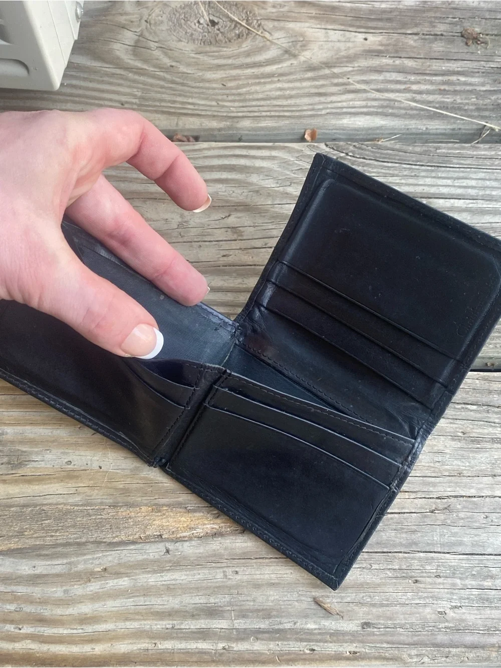 DIOR Vintage Black Leather Wallet with Embossed Monogram!